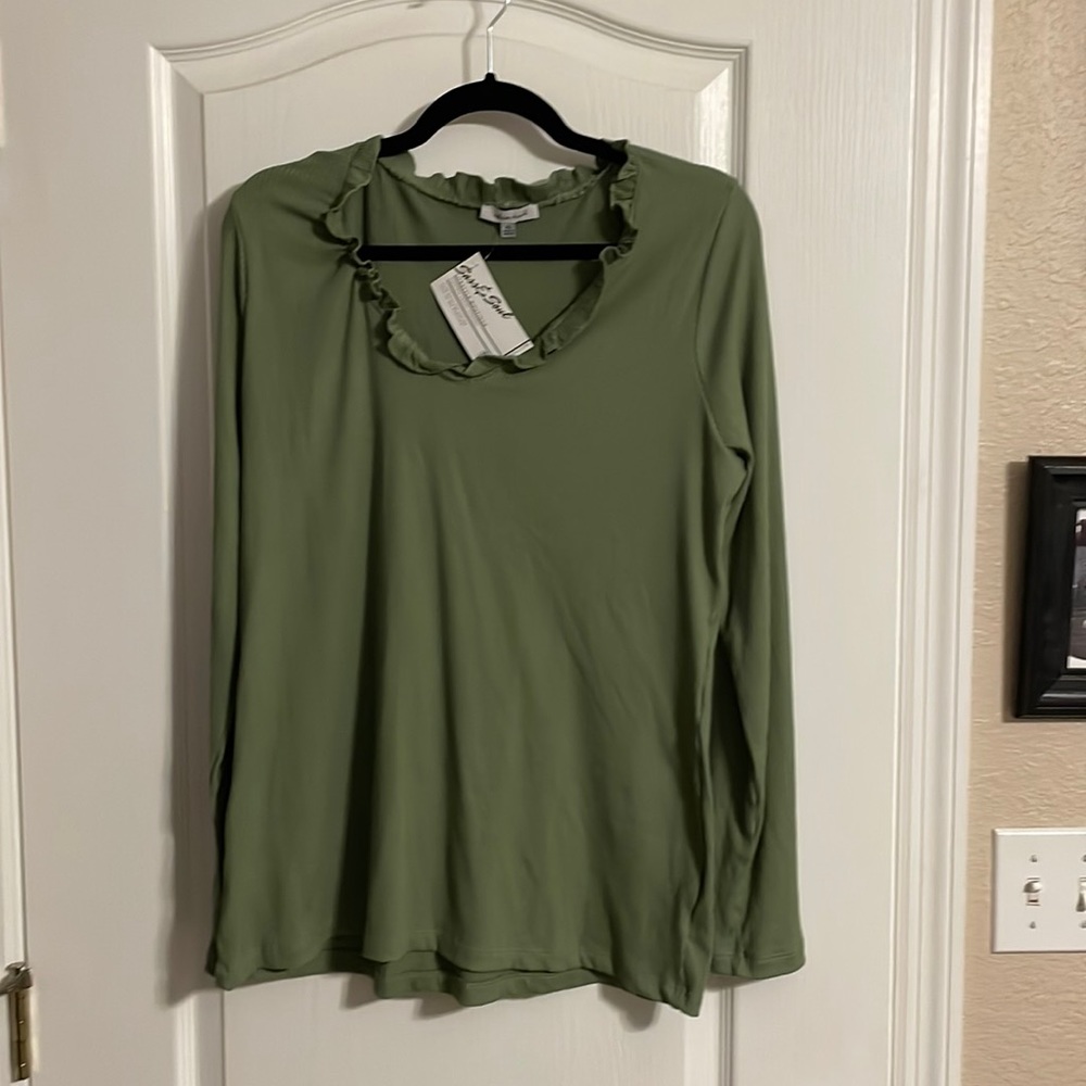 Olive green white birch sweater
